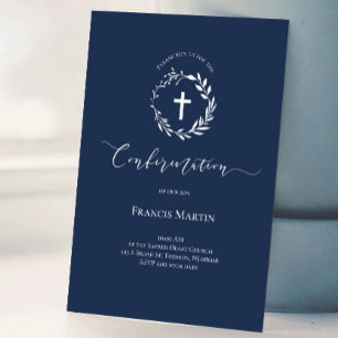 white wreath   Confirmation Invitation