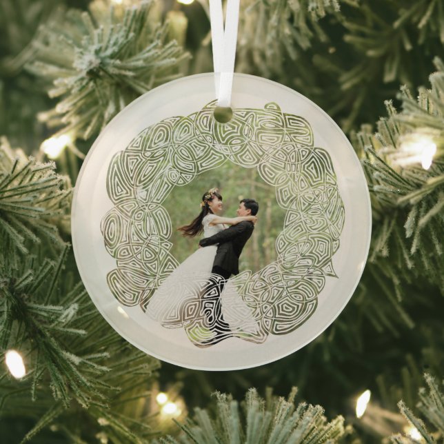 White Wreath Photo Glass Tree Decoration (Insitu)