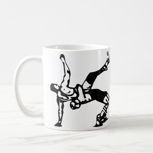 White Wrestling Coffee Mug (Left)