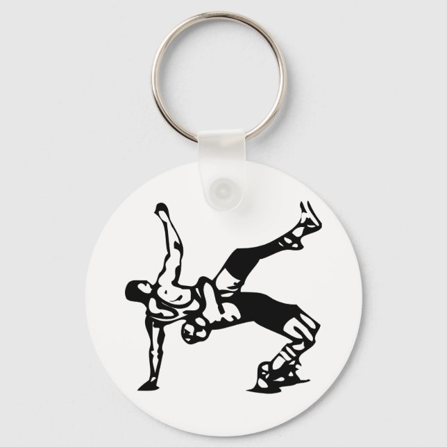 White Wrestling Key Ring (Front)