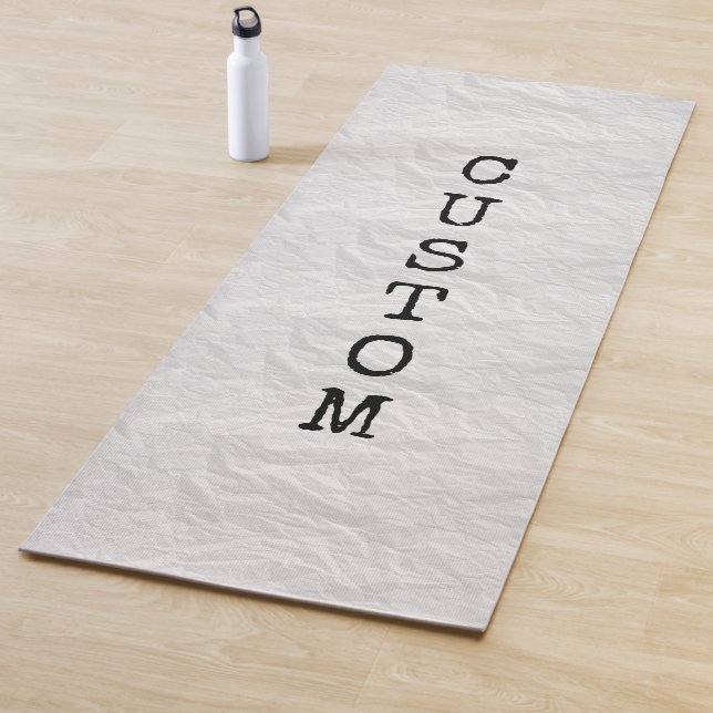 White wrinkled paper print thick custom yoga mat (In Situ)