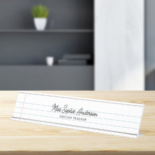 White Writing Pad Style Teacher Desk Name Plate