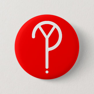 White Y? Symbol- On Red 6 Cm Round Badge
