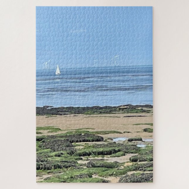 White Yacht and Tranquil Seas Jigsaw Puzzle (Vertical)