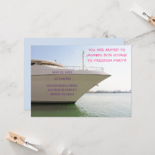 White Yacht on Ocean Funny Bachelorette Boat Invitation