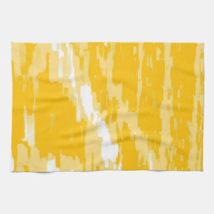 White, Yellow Abstract Art Retro Kitchen Towel