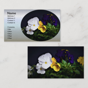 White Yellow and Purple Pansies Business Card