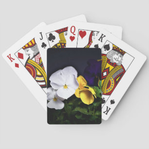 White Yellow and Purple Pansies Playing Cards
