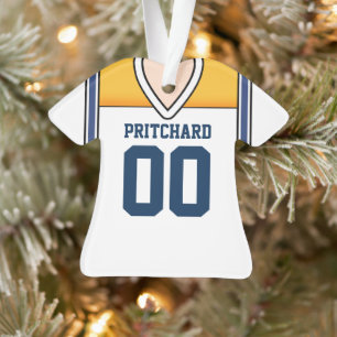 White/Yellow/Blue Football Jersey Ornament