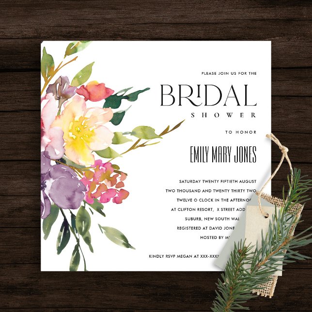 WHITE YELLOW BLUSH BURGUNDY FLORAL BRIDAL SHOWER INVITATION (Creator Uploaded)