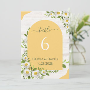 White Yellow Boho Floral Table Numbers