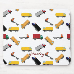 White Yellow Boys' Rusty Name Personalised Truck Mouse Pad