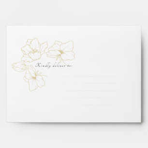 White & Yellow Chic Gold Floral Wedding Envelope