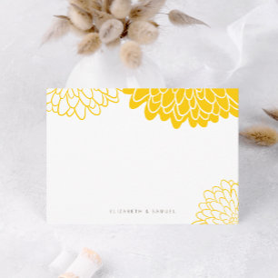White Yellow Chrysanthemum Personalised Stationery Note Card