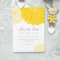 White Yellow Chrysanthemum Simple Save the Date