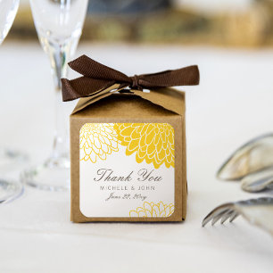 White Yellow Chrysanthemum Thank You Stickers