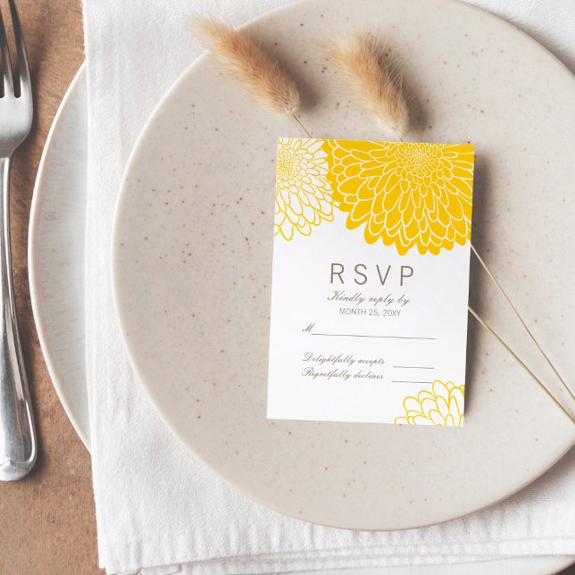 White Yellow Chrysanthemums Response RSVP Card (Creator Uploaded)