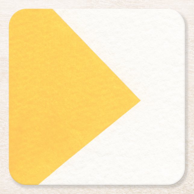 White / Yellow Colour Block Pattern Square Paper Coaster (Front)