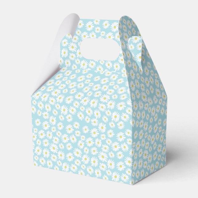 White yellow cyan daisy flower pattern favour box (Front Side)