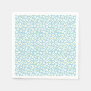 White yellow cyan daisy flower pattern napkin