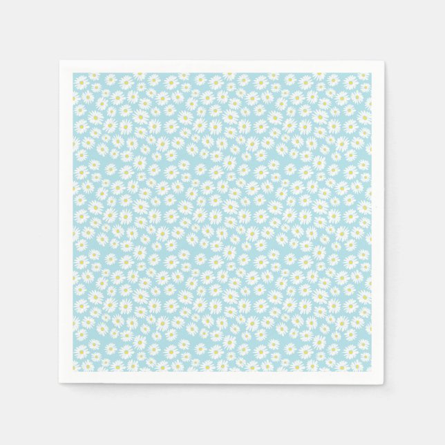 White yellow cyan daisy flower pattern napkin (Front)