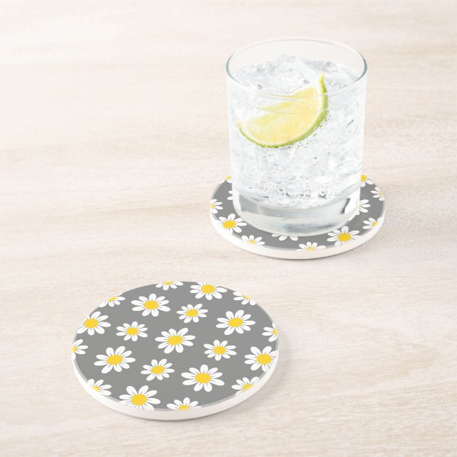 White Yellow Daisies Coaster (Side)