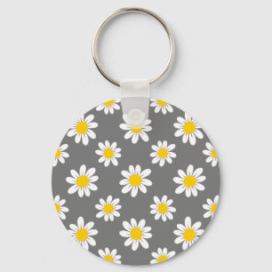 White Yellow Daisies Key Ring
