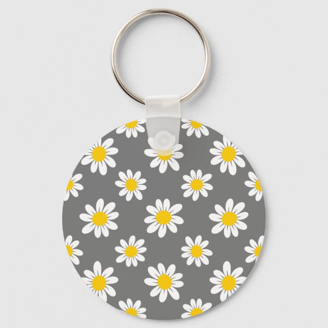 White Yellow Daisies Key Ring (Front)