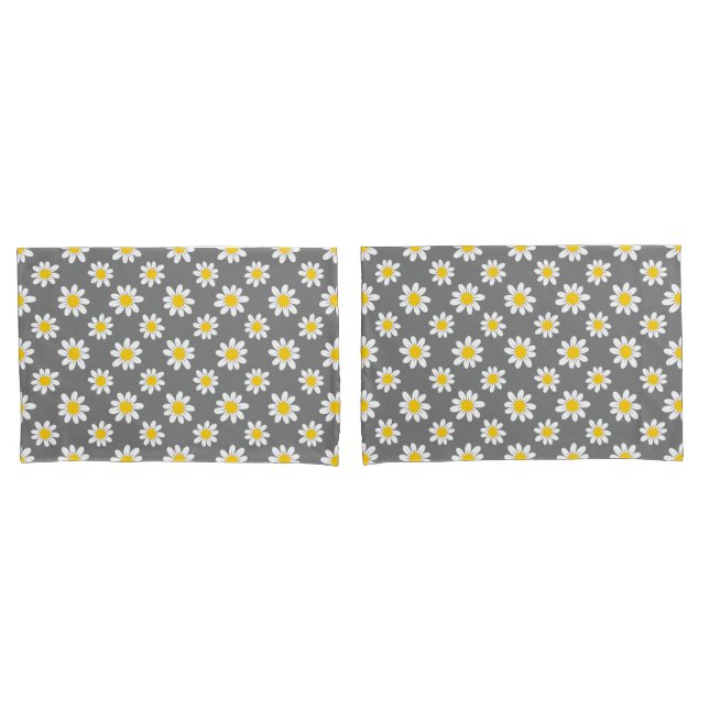 White Yellow Daisies Pillowcase (Front-Set)