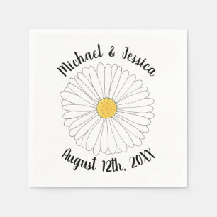 White Yellow Daisy Flower Floral Garden Party Napkin