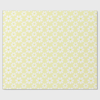 White Yellow Daisy Pattern  Wrapping Paper