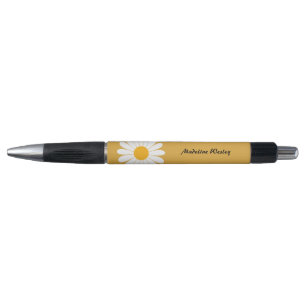 White Yellow Daisy Personalised Ballpoint Ink Pens