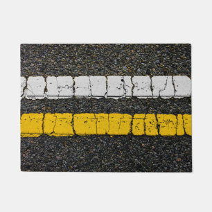 White Yellow Double Line Doormat