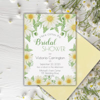 White Yellow Floral Daisies Script Bridal Shower