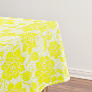 White yellow floral flower honeycomb cotton dining tablecloth