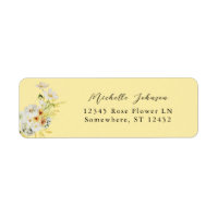White & Yellow Floral Return Address Label 4 Yello