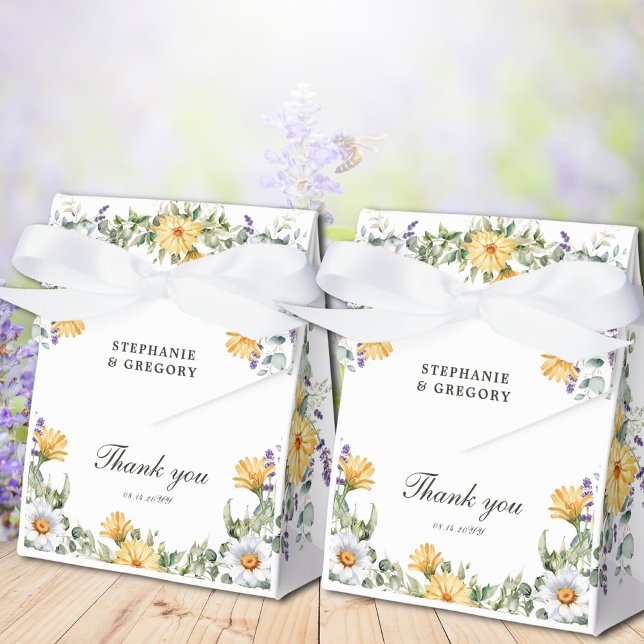 White Yellow Florals Wedding Favour Box (Creator Uploaded)