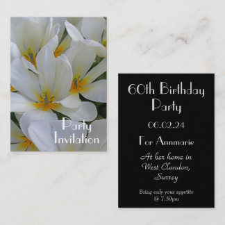 White Yellow Flower Photograph 60th Birthday Party Card
