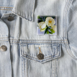 white yellow freesia 15 cm square badge
