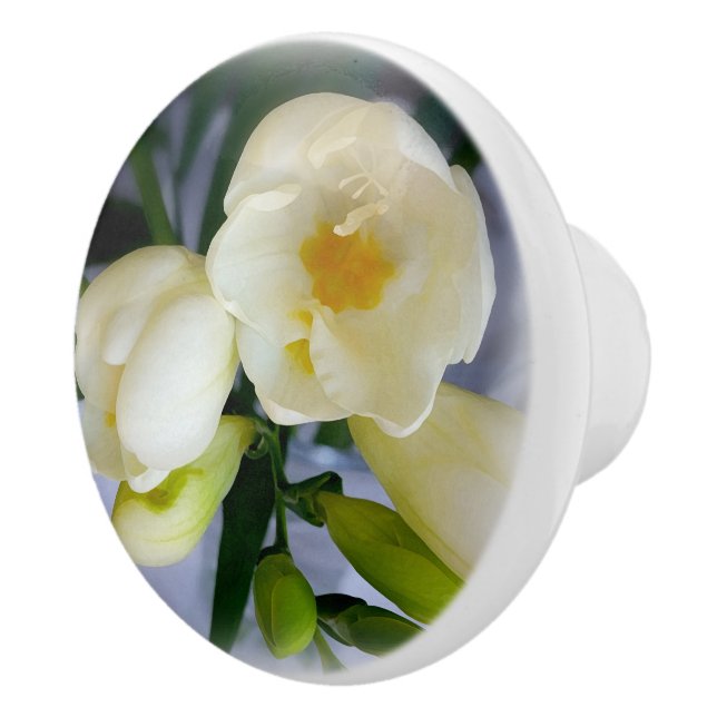 white yellow freesia ceramic knob (Right)