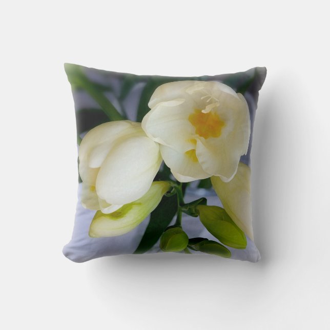 white yellow freesia cushion (Front)