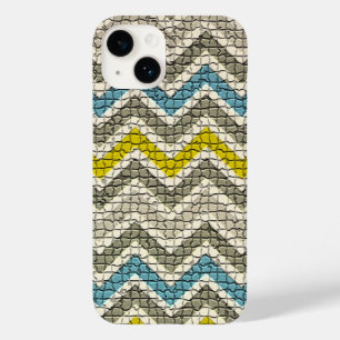 WHITE YELLOW GREY BLUE MOSAIC CHEVRONS Case-Mate iPhone 14 CASE