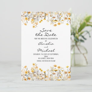 White Yellow Meadow Wildflowers Wedding Save The Date