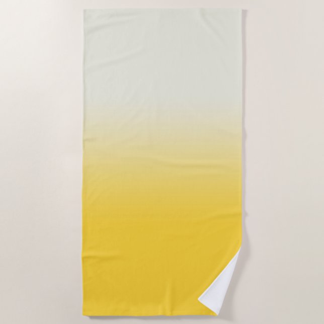 White Yellow Ombre Gradient  Beach Towel (Front)