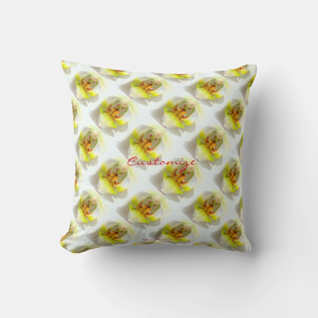 white/yellow orchids floral Thunder_Cove Cushion (Front)