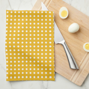 White & Yellow Polkadot Pattern Tea Towel