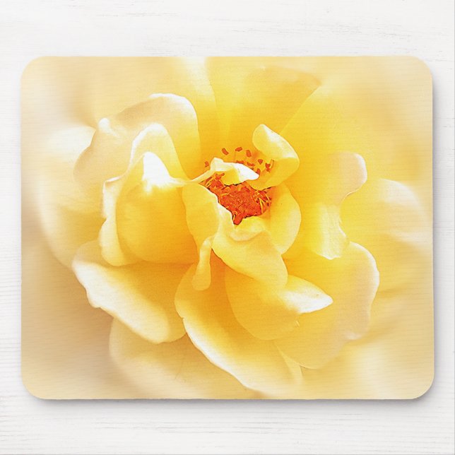 White Yellow Rose Soft Light Colours Mouse Pad (Front)
