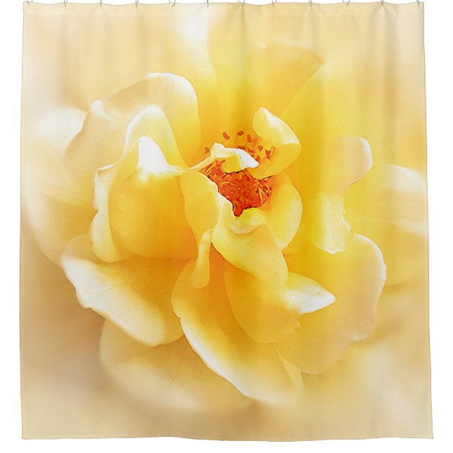 White Yellow Rose Soft Light Colours Shower Curtain (Front)