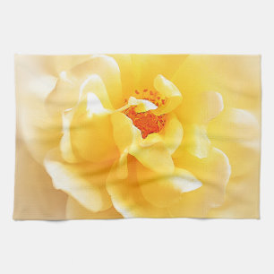White Yellow Rose Soft Light Colours Tea Towel