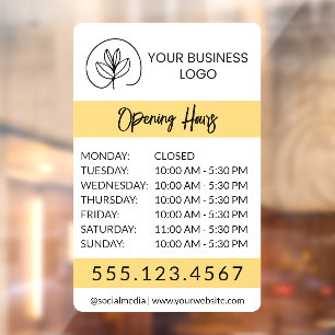 White & Yellow Small Business Logo Open Hours